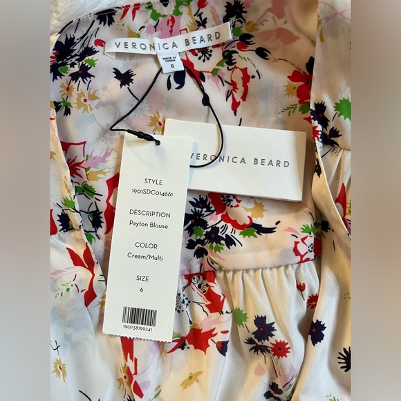 Veronica Beard NWT Payton Silk Blend Floral Long Sleeve Stretch Blouse Size 6 - Picture 2 of 15